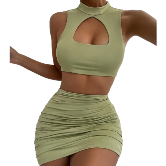 SHEIN Dresses & Skirts - Mock Neck Cutout Tank Crop Top and Skirt Set